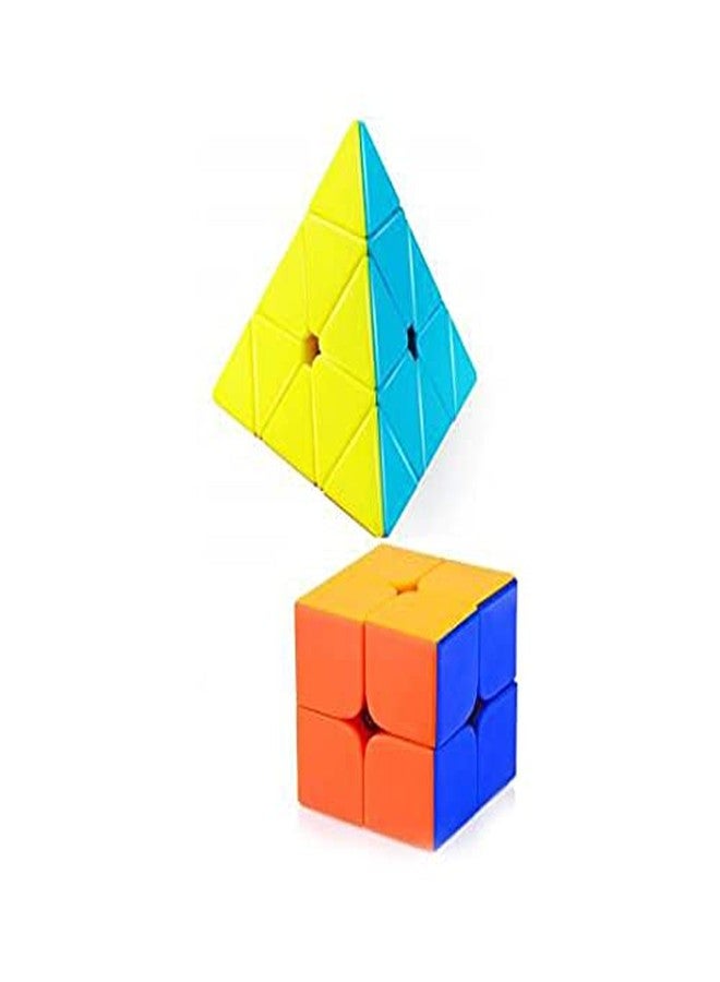 QWICK CLICK Speed Cube Combo Set Pyraminx Pyramid Triangle Puzzle Magic Cube Game Toy (2 Pieces)